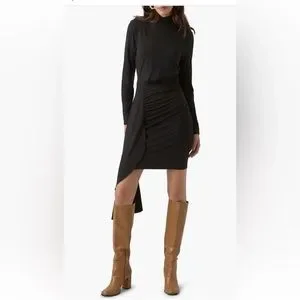long sleeve asymmetric hem dress Long Puffy Sleeve Asymmetric Hem Detailed Gray Dress  John Paul Ataker